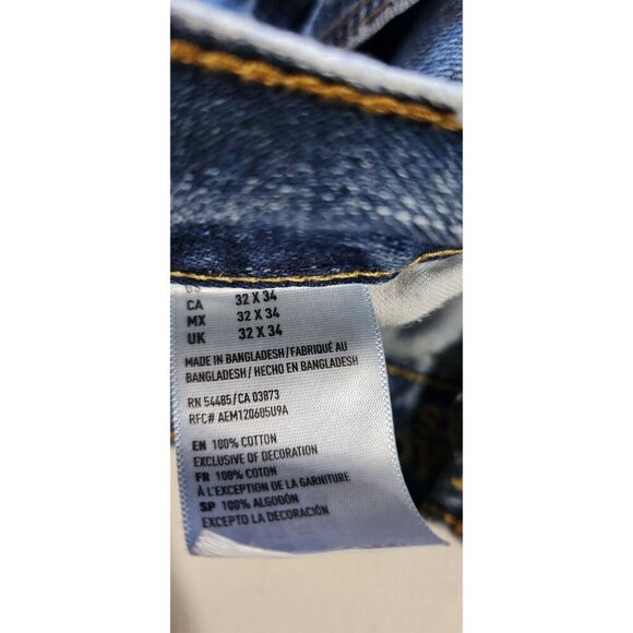 American Eagle Outfitters jeans Mens Blue Denim Jeans 32 x 32 Classic Fit FLAWS - Picture 2 of 11